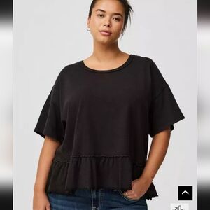 Torrid Black Ruffle Hem Top